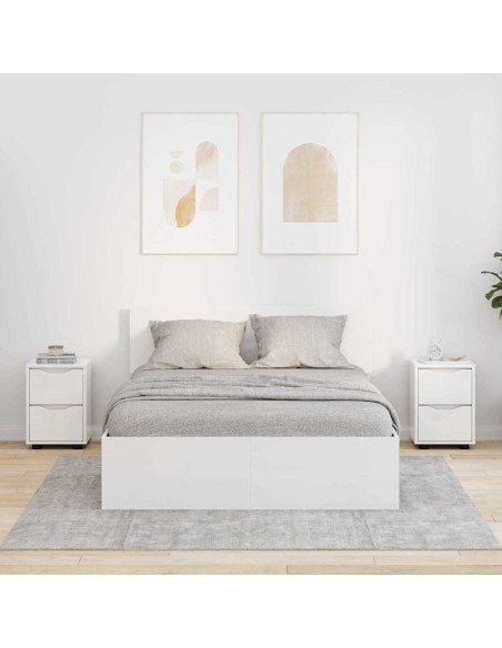 Comodini con cassetto 2 pcs Bianco Lucido 30,5 x 30 x 43 cm