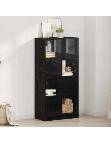 Credenza Rovere Nero 68 x 37 x 142 cm Legno multistrato