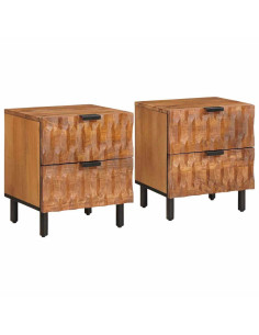 Armadio da Notte con cassetto 2 pcs Marrone 40 x 33 x 46 cm