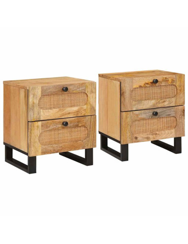 Armadio da Notte con cassetto 2 pcs Naturale 40 x 33 x 46 cm