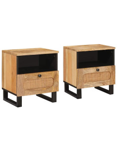 Armadio da Notte con cassetto 2 pcs Naturale 40 x 33 x 46 cm