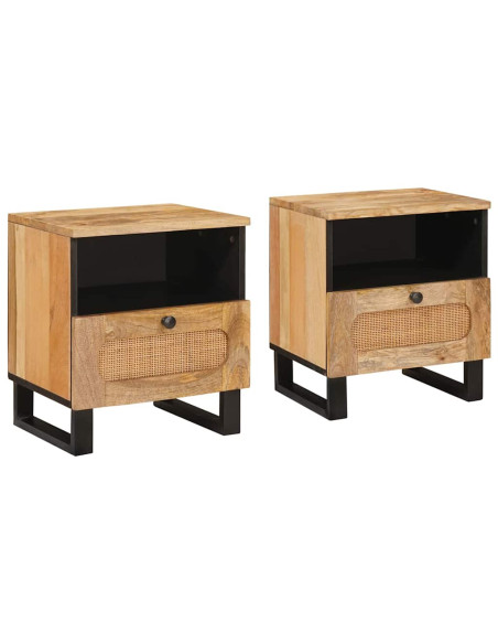 Armadio da Notte con cassetto 2 pcs Naturale 40 x 33 x 46 cm
