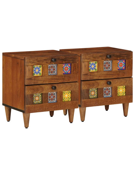 Armadio da Notte con cassetto 2 pcs Marrone 40 x 33 x 46 cm