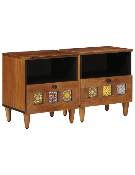 Armadio da Notte con cassetto 2 pcs Marrone 40 x 33 x 46 cm