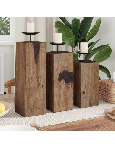 Candelabro 3 pcs Naturale Legno massello di recupero