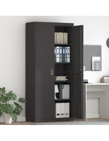 Armadio 2 pcs Nero 90 x 40 x 200 cm Acciaio