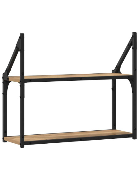 Scaffale da parete rovere artigianale 60 x 21 x 51 cm