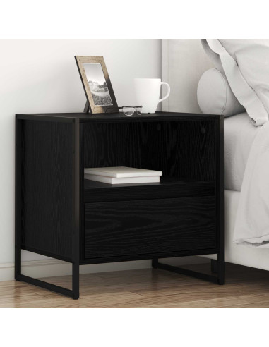 Comodino 2 pcs Rovere Nero 50 x 39,5 x 50 cm Legno multistrato
