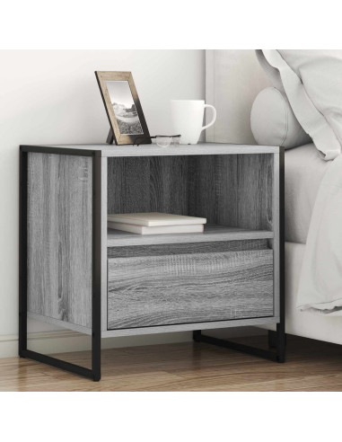 Comodino con cassetto 2 pcs Grigio Sonoma 50 x 39,5 x 50 cm