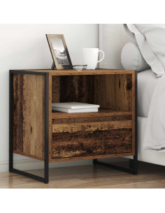 Comodino con cassetto 2 pcs Legno vecchio 50 x 39,5 x 50 cm