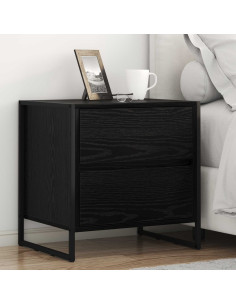 Comodino Rovere Nero 50 x 39.5 x 50 cm Legno multistrato