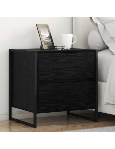 Comodino Rovere Nero 50 x 39.5 x 50 cm Legno multistrato