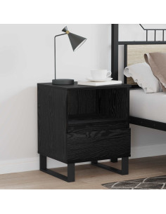 Armadietto per letto con cassetto Rovere Nero 40 x 35 x 50 cm