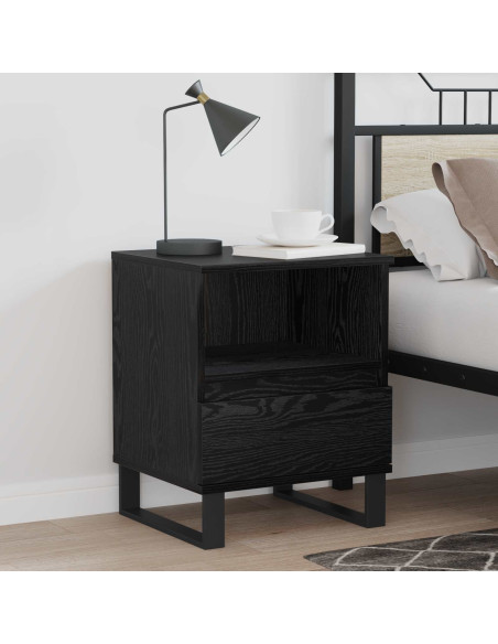 Armadietto per letto con cassetto Rovere Nero 40 x 35 x 50 cm