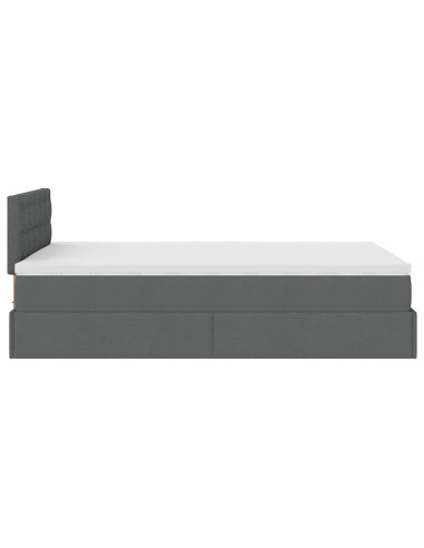 Pouf Letto con Materasso Grigio Scuro 120x190 cm in Tessuto