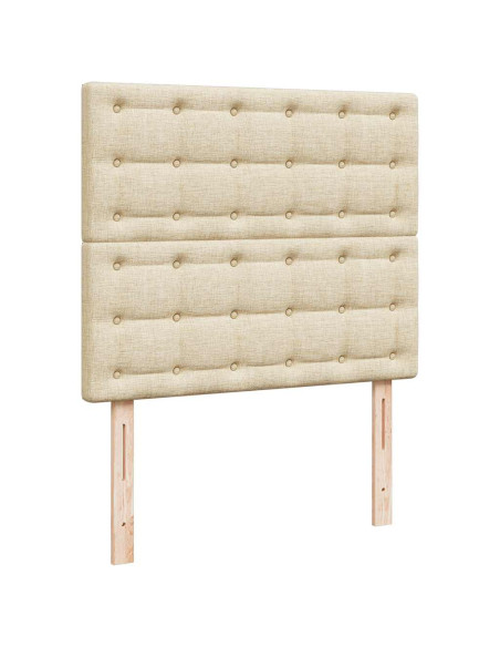 Struttura Letto Pouf con Materasso Crema 120x190 cm in Tessuto