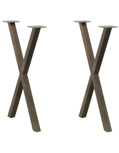 Gambe per tavolo da pranzo a forma di X 2 pz in acciaio naturale 50x(72-73) cm
