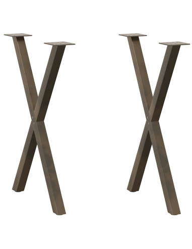 Gambe per tavolo da pranzo a forma di X 2 pz in acciaio naturale 50x(72-73) cm