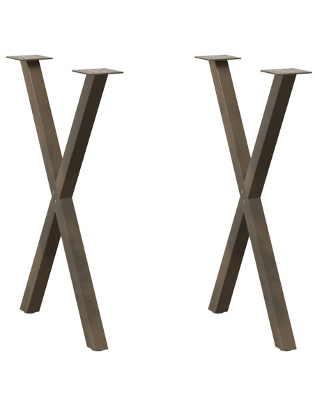 Gambe per tavolo da pranzo a forma di X 2 pz in acciaio naturale 50x(72-73) cm