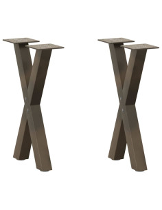 Gambe per Tavolino da Caffè a Forma di X 2 pz Acciaio Naturale 28x(42-43) cm Acciaio