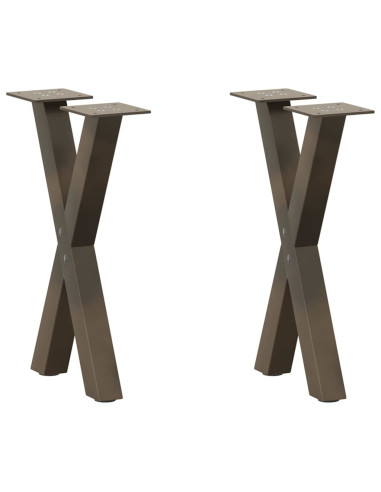 Gambe per Tavolino da Caffè a Forma di X 2 pz Acciaio Naturale 28x(42-43) cm Acciaio