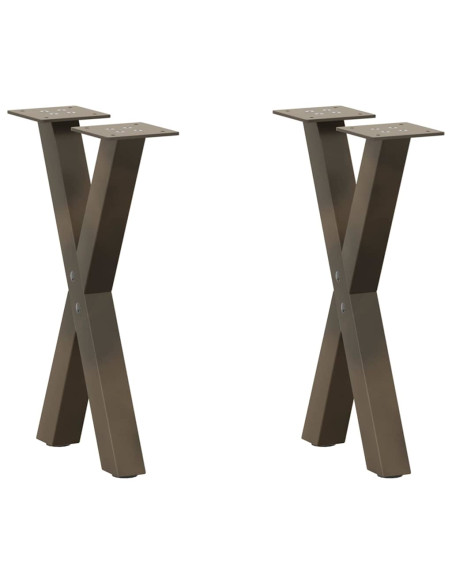 Gambe per Tavolino da Caffè a Forma di X 2 pz Acciaio Naturale 28x(42-43) cm Acciaio