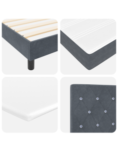 Letto a molle con testiera Grigio scuro 200 x 140 cm Poliestere