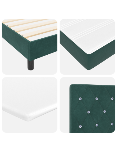 Letto a molle con materasso Verde Scuro 200 x 140 cm Poliestere