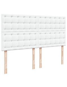 Struttura Letto Pouf con Materassi Bianco 200x200 cm Similpelle