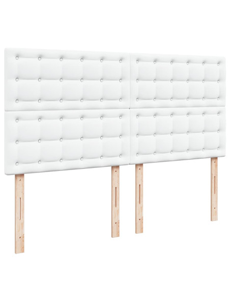 Struttura Letto Pouf con Materassi Bianco 200x200 cm Similpelle