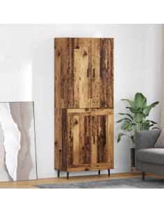 Credenza 2 pcs Legno vecchio Legno Stratificato e Vetro