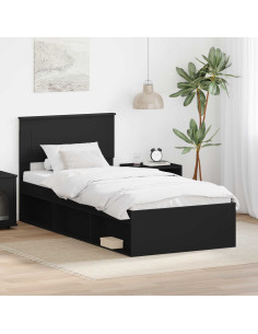 Struttura del letto Nero 100 x 200 cm Legno multistrato