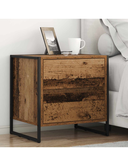 Comodino con cassetto 2 pcs Legno vecchio 50 x 39.5 x 50 cm