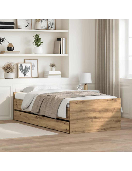 Struttura del letto con cassetto Rovere artigianale 90 x 190 cm