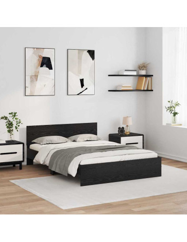 Struttura del letto Rovere Nero 140 x 190 cm Legno multistrato