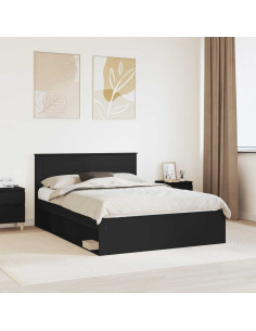 Struttura del letto Nero 160 x 200 cm Legno multistrato