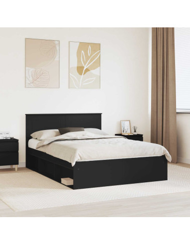 Struttura del letto Nero 160 x 200 cm Legno multistrato