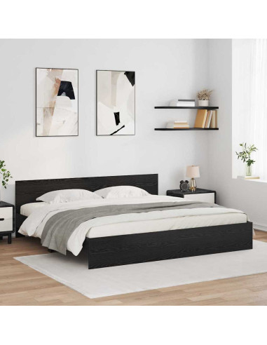 Struttura del letto Rovere Nero 180 x 200 cm Legno multistrato