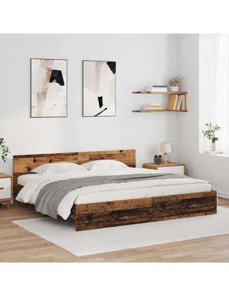 Struttura del letto con testiera Legno vecchio 200 x 200 cm