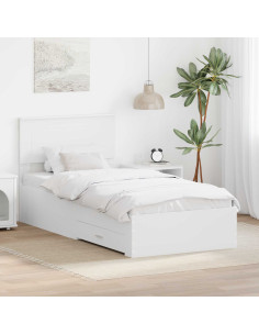 Struttura del letto con testiera Bianco e Argento 75 x 190 cm