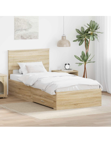 Struttura del letto Rovere Sonoma e Argento 75 x 190 cm