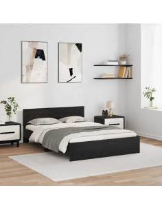 Struttura del letto Rovere Nero 150 x 200 cm Legno multistrato