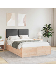 Letto con Testiera Rivestita Grigio scuro 120 x 200 cm