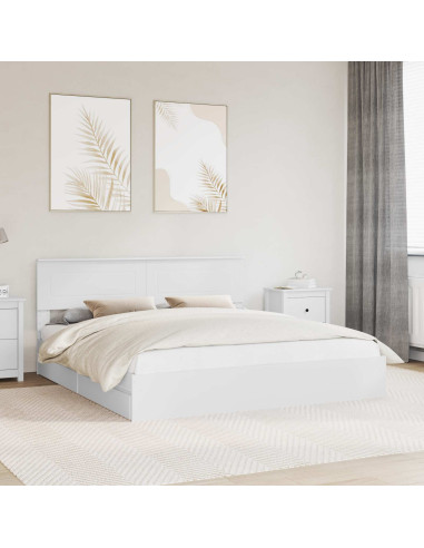 Letto con Contenitore Bianco 200 x 200 cm Legno multistrato