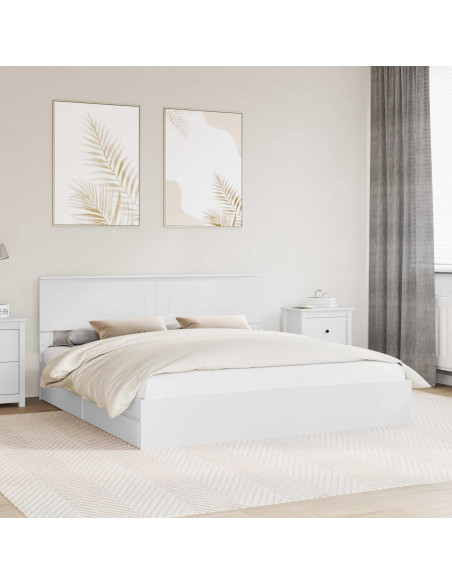 Letto con Contenitore Bianco 200 x 200 cm Legno multistrato