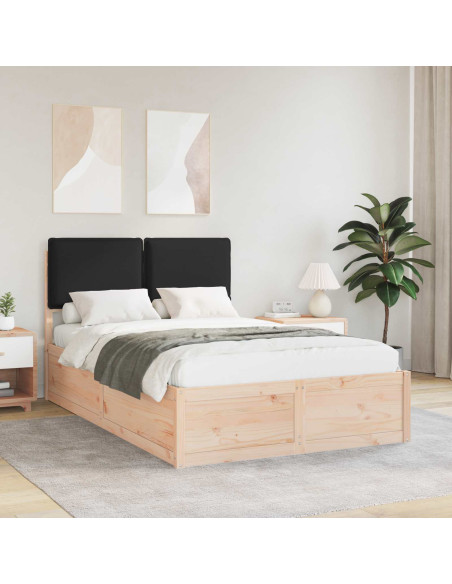 Letto con Testiera Rivestita Nero 120 x 200 cm Pino massello