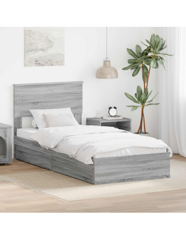 Letto con Contenitore con testiera Grigio Sonoma 90 x 200 cm