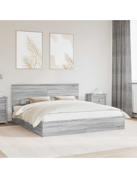 Letto con Contenitore con testiera Grigio Sonoma 200 x 200 cm