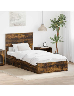 Letto con Contenitore Rovere fumé 75 x 190 cm Legno multistrato