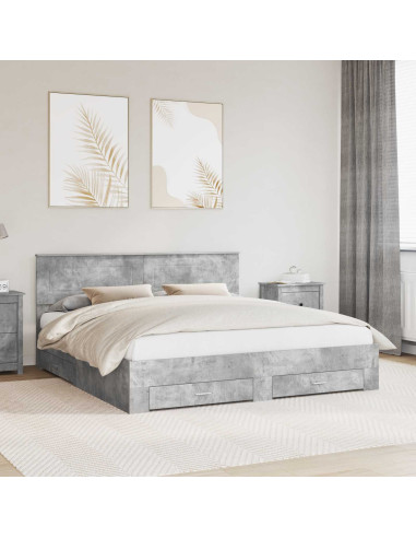 Struttura del letto con testiera Grigio cemento 180 x 200 cm